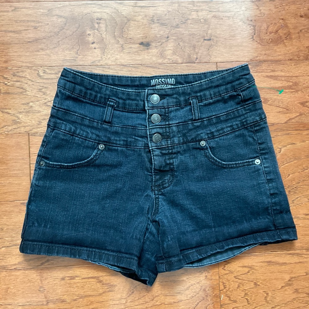 Mossimo Black Stacked Waist Denim Shorts Size 6/28 Summer Basic Casual Jeans